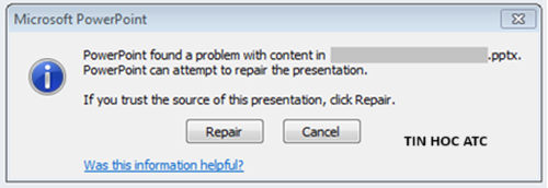 Trung tâm tin học tại thanh hóa Bạn đang mở file powerpoint nhưng file lại báo lỗi repair, và bạn không biết phải xử lý như thế nào? Chúng ta