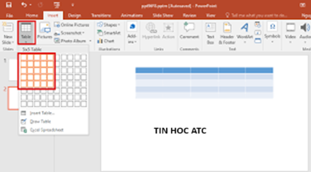 Học tin học văn phòng ở Thanh Hóa Bài viết hôm trước tin học ATC đã hướng dẫn bạn cách chèn bảng vào PP, hôm nay chúng ta cùng tiếp tục